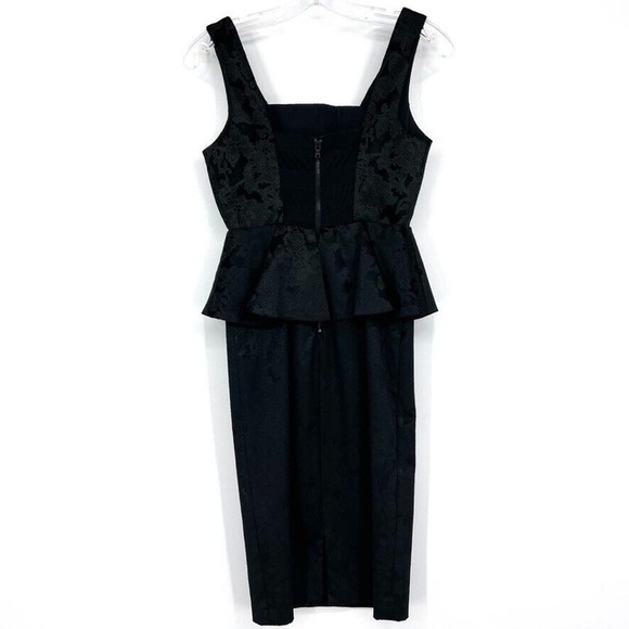 ALICE & OLIVIA Womens 0 BLACK DRESS Yodi brocade black Peplum Dress LBD - Picture 6 of 7